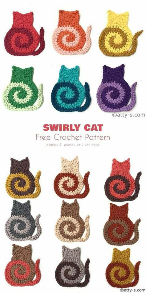 Kat Haken, Coaster Pattern, Crochet Cat Pattern, Confection Au Crochet, Crochet Coaster Pattern, Crochet Coaster, Crochet Design Pattern, Cat Ideas, Fun Crochet Projects