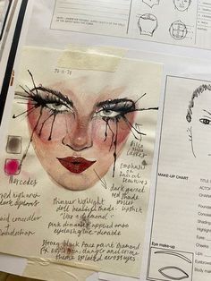 Theatre Makeup Stage, Face Chart Drawing, Makeup Artist Portfolio Ideas, Stage Makeup Looks, Gcse Art Artist Research Page, Stage Makeup Theatre, Theatre Stage Makeup, Stage Makeup Dancer, Face Chart Makeup Ideas