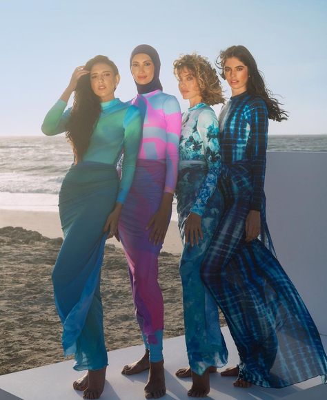 Hadia Ghaleb Swimwear, Hadia Ghaleb, Modest Beachwear, Modest Sportswear, Activewear Design, Hijab Fits, Summer Sets, Color Blocking Outfits, Group Project