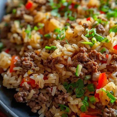 Dirty Rice with Ground Beef Recipe - Better Homebase Ground Beef Rice Tomato Recipes, Ground Beef Peas And Carrots, Beef And Brown Rice Recipes, Ground Beef Dirty Rice, Slow Cooker Ground Beef And Rice, Recipes With Ground Beef And Rice, Beef Rice Soup, Best Dirty Rice Recipe, Dirty Rice Recipe With Ground Beef