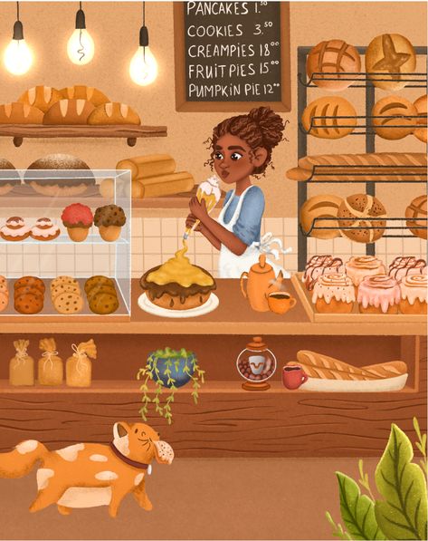 Cute Bakery Drawing, Bakery Shop Illustration, Bakery Illustration, Shop Illustration, Mexican American, Dreamy Art, Girly Art, Cute Cartoon Wallpapers, Cartoon Wallpaper