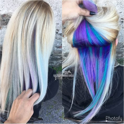 Peek a boo hair  Peekaboo  Unicorn hair  Unicorn roots  Balayage Blonde Fashion Color Hair Peekaboo Blonde, Peek A Boo Hair Color Ideas For Blondes, Fun Fall Hair Colors For Blondes, Peek A Boo Hair Color Ideas, Peek A Boo Hair, Roots Balayage, Hair Peekaboo, Underlights Hair, Peekaboo Highlights