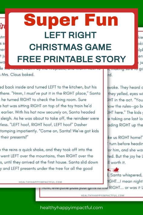 Super Fun Left Right Christmas Game Free Printable Story. Free Christmas Left Right Game Printable, Left Right Christmas Game Free Printable Holiday Parties, Left Right Christmas Game For Adults Free Printable, Left Right Story Game Christmas, Christmas Dice Game Gift Exchange Free Printable, Pass Left And Right Christmas Game, Free Printable Left Right Christmas Game, Funny Left Right Christmas Story, Right Left Game Christmas