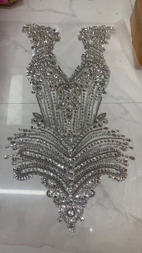 Full Bodice Crystal Applique Appliques For Clothes, Bodice Applique Dress Styles, Rhinestone Outfits For Women, Luxury Sequin Dress With Crystal Embellishments And Fitted Bodice, Rhinestone Outfit Ideas, Diamond Clothes, Diamond Bodysuit, Luxury Rhinestone Corset For Parties, Rhinestone Dress Prom