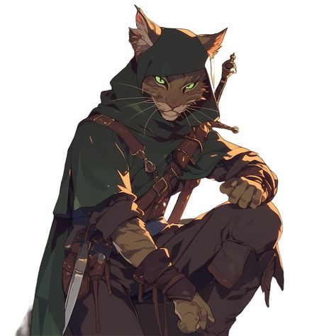 Dnd Great Old One Warlock Art, Dnd Tabaxi Ranger, Dnd Tabaxi Rogue, Tabaxi Ranger, Tabaxi Art, Tabaxi Dnd, Tabaxi Rogue, Dnd Ranger, Dnd Rogue