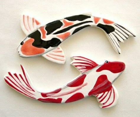 Koi Mosaic, Koi Ceramic, Clay Fish, Koi Art, Art Tiles, Ceramic Mosaic, Ceramic Mosaic Tile, Mosaic Supplies, Ceramic Fish