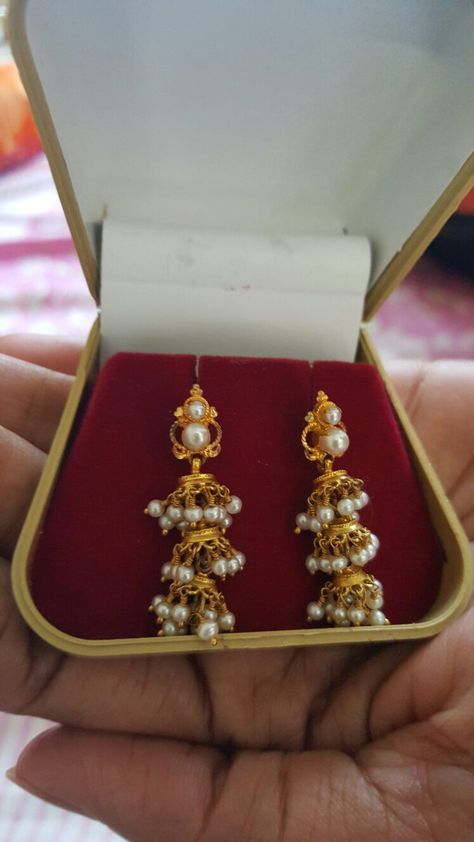 Ear Tops Gold, Gold Buttalu, Tops Gold, Ear Tops, Gold Earrings Indian, Gold Jhumka, Indian Jewellery Gold, Gold Jhumka Earrings, Gold Jewelry Outfits