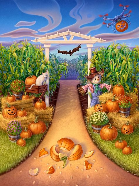 Corn Maze Drawing, Maze Drawing, Fall Chalkboard, Scare Crow, Cover Illustrations, Cozy Mystery Book, Storybook Art, Cozy Mystery, Book Cover Illustration