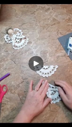 13K views · 544 reactions | Hi friends! Here are two different ways to create adorable angel ornaments using doilies. I hope you like the project and you are inspired to give this a... | By Create with D&L | Hi, everyone. It's Lynn and for
today, I am going to show you two different ornaments and we
are going to start off by using these crochet doilies and we
picked this up at a yard sale and it was in pretty bad shape.
So, we thought it'd be perfect to craft with. So, what I did
was I cut four of the bigger circles out of it and I'm
going to show you how I made a couple of different angel
ornaments from the doilies. So, what you're going to do is with
the first doily, just scrub it straight up the center and just
hold it there gathered and you're going to secure it with
either a pipe clea Crocheted Doilies Repurposed, Lace Doily Crafts, Angels Made From Doilies, Paper Doily Angels How To Make, Doily Christmas Ornaments, Doily Angels How To Make, Doily Crafts Repurposed Ideas, Diy Angels Crafts How To Make, Angel Ornaments To Make