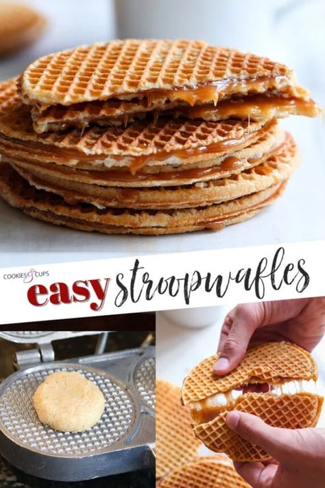 Waffle Cups, Cookies Filling, French Waffle Cookies, Waffle Desserts, Waffle Dessert Ideas, Stroopwafels Recipe, Stroop Waffles Recipe, Homemade Stroopwafels, Stroopwafel Photography