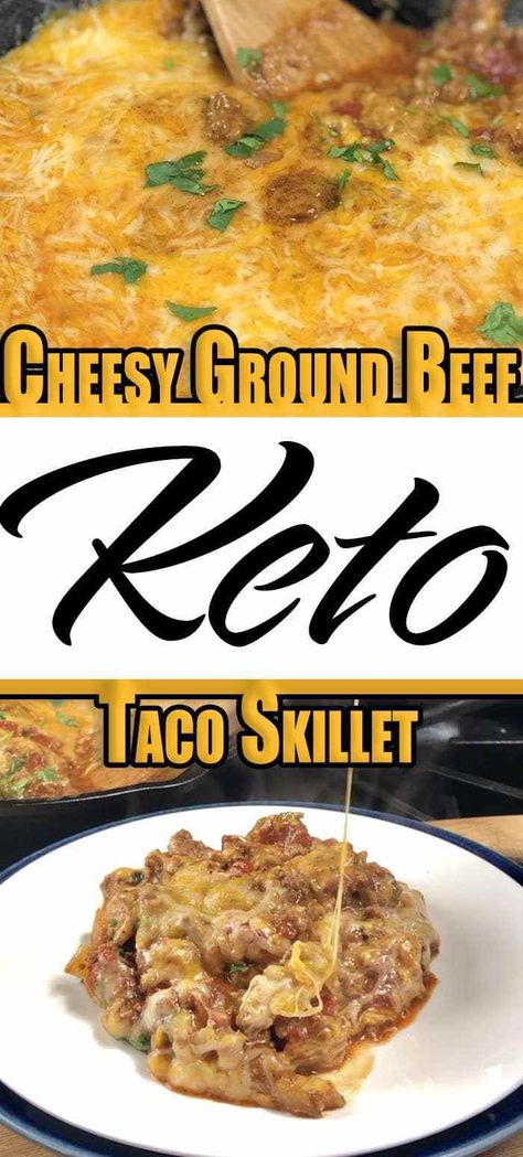 Keto Taco Skillet, Crab Meals, Xyngular Recipes, Keto Tacos, Cheesy Ground Beef, Taco Skillet, Low Carb Taco, Keto Casseroles, Beef Taco