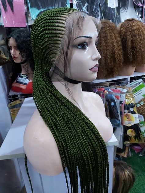 Green Cornrows Braids, Big Cornrow Braids, Green Braids, Wigs Hairstyles, Bob Braids Hairstyles, Abuja Nigeria, Cornrow Braids, Ladies Hair, Braid Wig