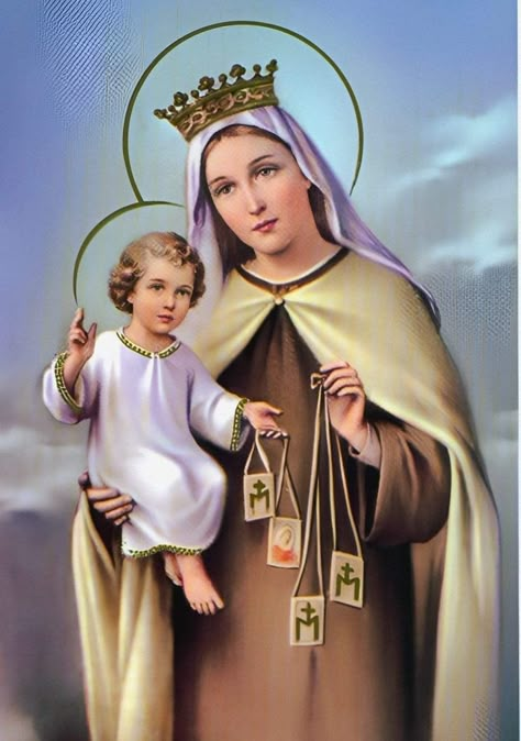 Carmelite Saints, Our Lady Of Mount Carmel, Mother Mary Images, Blessed Mary, Catholic Pictures, Mount Carmel, Images Of Mary, Mama Mary, Religious Pictures