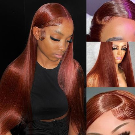 PRICES MAY VARY. 【33B Straight Human Hair Wig Quality】❤️: Reddish brown straight human hair lace front wigs is made of 100% human hair, natural hairline pre plucked baby hair, 10A grade high quality Brazilian human hair. 180% density fullness moderate, soft, smooth, shiny, no tangling or shedding, no smell, comfortable for skin, natural, no glue, stylish 【13x6 Reddish Brown Front Lace Wig Human Hair Lace Size】❤️: Reddish brown front straight human hair using 13x6 HD lace that provides ear to ear Amber Hair, Braids Hairstyles Pictures, Remy Human Hair Wigs, Red Wigs, Wigs Human Hair, Colored Wigs, Straight Lace Front Wigs, Copper Red, Front Lace Wigs Human Hair