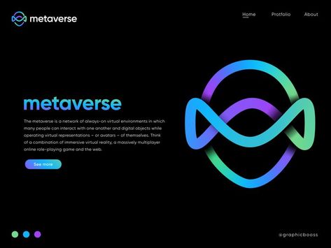 Metaverse Logo Design The metaverse is a network of always-on virtual environments in which many people can interact with one another and digital objects while operating virtual representations | or avatars | of themselves. Think of a combination of immersive virtual reality, a massively multiplayer online role-playing game and the web. This is Unused Logo Concept . if you need you can buy it just need to contact with me. -------- For Project Inquiry graphicbooss@gmail.com Metaverse Logo, Vr Logo, Future Logo, Innovative Logo, Medical Logo, Studio Logo, Business Cards Creative, Logo Designer, Minimalist Logo Design