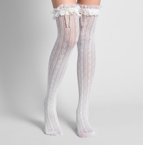 White Stockings Outfit Aesthetic, Lace Socks Outfit, White Stockings Outfit, White Lace Socks, Autumn Coquette, Funky Tights, White Thigh Highs, Stockings Outfit, Bridal Ideas