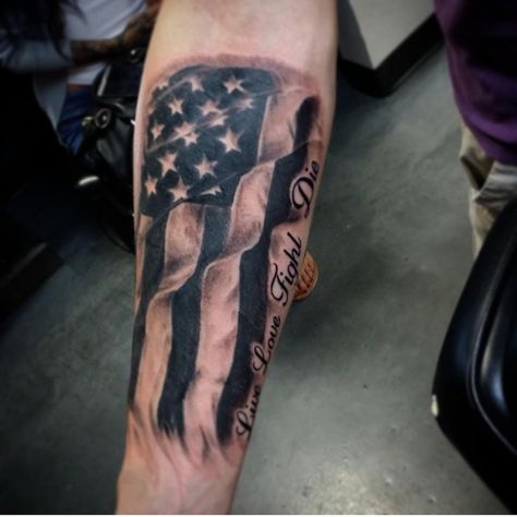 50 Wonderful American Flag Tattoo Designs Jesse Tattoo, Cop Tattoos, Joel Tattoo, American Flag Forearm Tattoo, American Flag Sleeve Tattoo, Forearm Tats, Mark Mahoney, American Flag Tattoos, Uv Tattoos