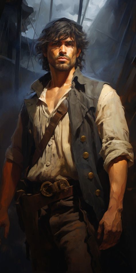 Alfred Bulltop Stormalong, The Colossal Captain Of The Seas | Fantasy I Sci-Fi I Books I Films I World Building Pirate Captain Character Design, Sailor Character, Mens Pictures, Cowboy Character Design, Cowboy Character, Western Hero, Walking The Plank, World Building, Sea Captain