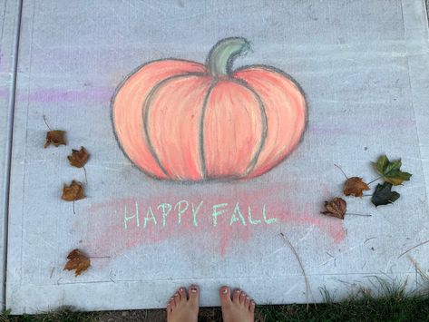 Original Autumn pumpkin chalk drawing