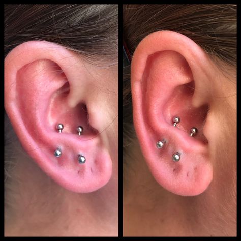 Double Anti Tragus Piercing, Anti Tragus Piercing Jewelry, Anti Tragus Piercing, Anti Tragus, Cool Ear Piercings, Cool Piercings, Tragus Piercing, Some Body, Body Piercings