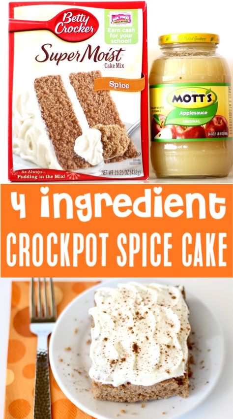 Spice Cake Crockpot Recipe, Spice Cake Mix And Applesauce, Spice Box Cake Mix Hacks, Spice Cake Mix With Applesauce, Box Cake With Applesauce, Spice Cake Hacks, Spice Cake Recipes Boxed With Applesauce, Apple Spice Cake Using Box Cake And Applesauce, Applesauce Spice Cake Using Box Cake