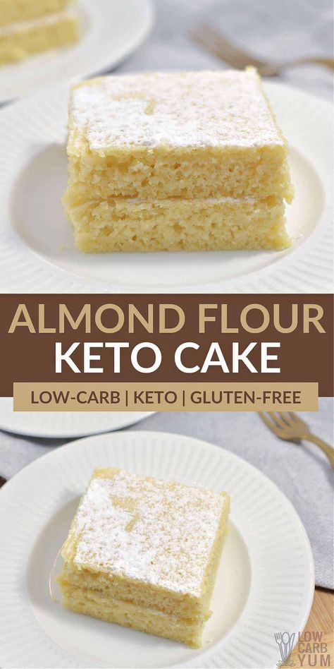 This almond flour cake is a fluffy and understated dessert that you can serve at any function! Perfectly light and sweet- flavored with vanilla. Desserts Low Carb, Almond Flour Cake, Almond Flour Cakes, Almond Cake Recipe, Baking With Almond Flour, Low Carb Cake, Sugar Free Low Carb, Almond Flour Recipes, Keto Cake