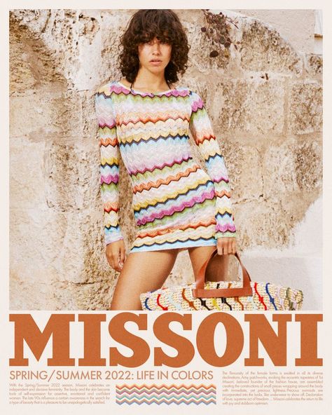 #poster #missoni #orange Missoni Aesthetic, Italian Typography, Retro Mermaid, Missoni Pattern, Missoni Fashion, Vintage Missoni, Group Project, Retro Aesthetic, Color Of Life