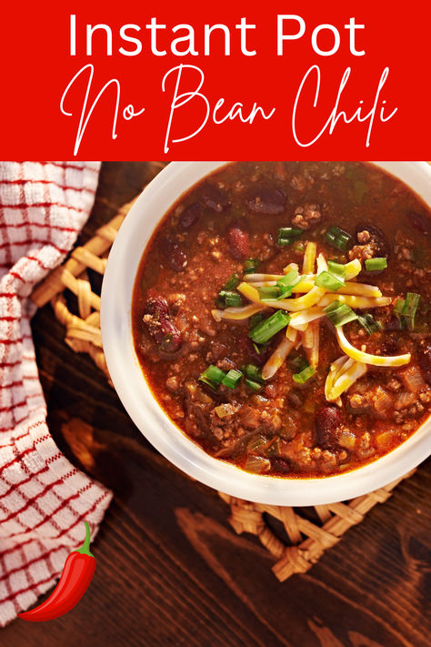 Enjoy this easy keto low carb beef chili, perfect for the Instant Pot or slow cooker! Made without beans, this chili is packed with rich, hearty flavors that the whole family will love. #LowCarbChili #KetoChili #NoBeanChili #BeefChili #InstantPot #SlowCooker #CrockPot Keto Chili Instant Pot, Chili Instant Pot No Beans, No Bean Chili Instant Pot, Instant Pot Slow Cooker Chili, Instant Pot No Bean Chili, Beanless Chili Recipe Instant Pot, Instant Pot Chilli Recipes Ground Beef, Instant Pot Chili Dry Beans, Chili Instapot Recipe