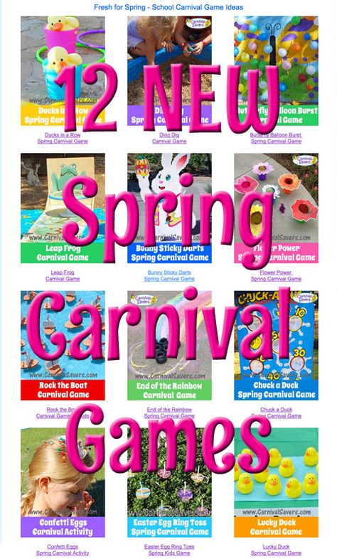 Spring Fair Games, Diy School Carnival Games Booth Ideas, Carnival Games Fundraiser, Summer Carnival Ideas, School Spring Fling Ideas, Spring Festival Activities, Spring Party Games For Kids Classroom, Easter Carnival Games For Kids, Kindergarten Carnival Games