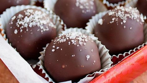 Salted Dark Chocolate Hazelnut Caramel Truffles Recipe | Allrecipes Caramel Truffles, Holiday Candy Recipes, Caramel Truffle, Maple Cream, Chocolate Hazelnut Spread, Passover Recipes, Truffle Recipe, Baileys Irish Cream, Holiday Candy