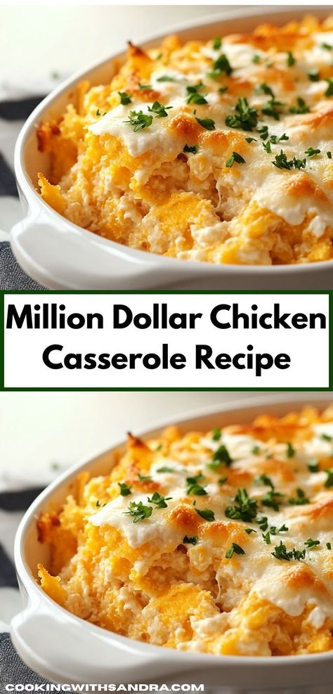 Looking for a delectable dinner idea? This Million Dollar Chicken Casserole Recipe is packed with rich flavors that will have your family begging for seconds. Easy to prepare, it’s perfect for busy weeknights. Casserole Recipes With Ground Beef, Million Dollar Chicken Casserole, Craving Tasty, Delicious Casserole Recipes, Million Dollar Chicken, Casserole Recipes For Dinner, Casseroles Recipes, Yummy Casserole Recipes, Delicious Family Dinners