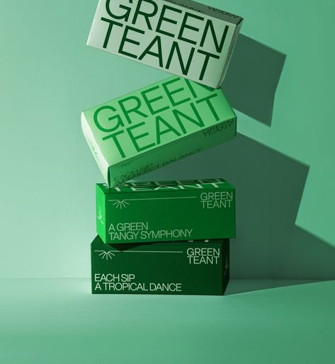 Green Teant – Packaging Of The World Bright Green Branding, Monochromatic Packaging, Green Branding Design, Green Packaging Design, Eco Packaging Design, Benefits Of Green Tea, Green Packaging, Green Branding, Tea Health