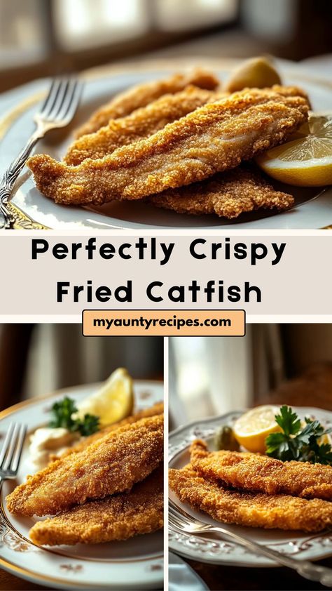 Enjoy our Easy Southern Fried Catfish recipe that’s perfect for any seafood lover! This dish showcases catfish fillets coated in a zesty cornmeal batter, fried to crispy perfection. Serve with lemon wedges and a side of creamy coleslaw for a classic meal that’s both delicious and satisfying. Quick to prepare and utterly delightful, this fried catfish is a staple that everyone will adore! Air Fryer Catfish Fillets, Fried Catfish Recipe Southern, Fried Whiting Fish Recipes, Catfish Sides, Smoked Catfish Recipes, Crispy Fried Catfish, Fried Catfish Recipe, Catfish Fillets, Fried Catfish Recipes