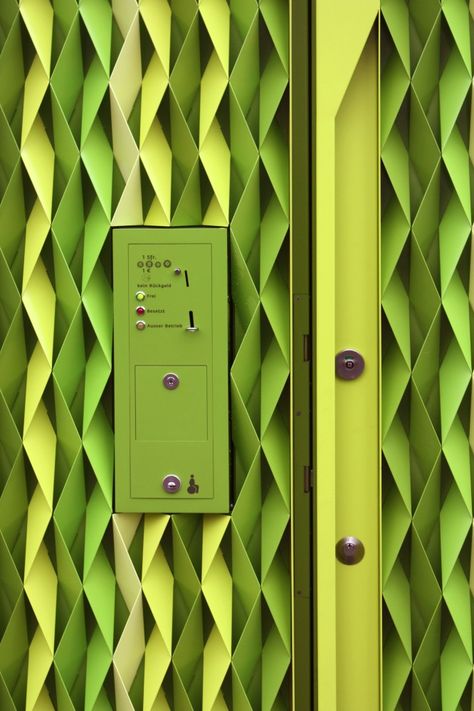 Green wall Laser Cut Aluminum, Green Architecture, Colorful Life, Materials And Textures, Facade Architecture, Toilets, Color Textures, 인테리어 디자인, On The Side