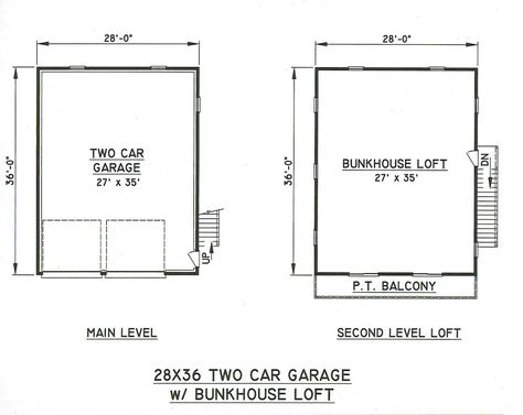 28 X 36 2 Car Garage Building Plans w/ 2nd Floor Open Loft Area & Exterior Stair - $217.95 | PicClick Garage Building Plans, Loft Area, Overhead Garage Door, Open Loft, Overhead Garage, Exterior Stairs, Overhead Door, 2 Car Garage, Garage Door Opener