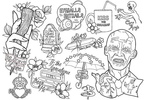 Librarian Tattoo, Buffy Tattoo, Slayer Tattoo, Supernatural Tattoo, Kawaii Tattoo, Flash Sheet, Spooky Tattoos, Traditional Tattoo Art, Floral Embroidery Patterns