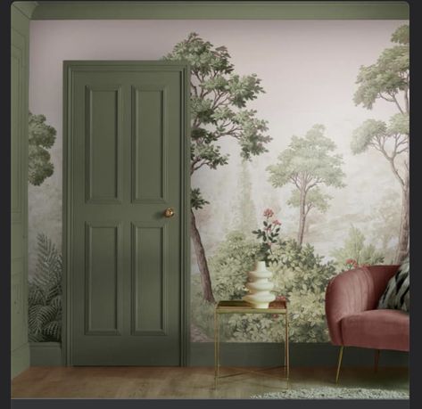 Bathroom Wall Mural, Sage Green Living Room, Jade Design, Bedroom Murals, Graham & Brown, Living Room Green, Brown Wallpaper, Green Rooms, Bedroom Green