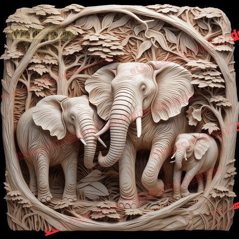 Mural Art Design, Wood 3d, Beautiful Elephant, Elephant Carving, Carved Wood Wall Art, Wallpaper Iphone Neon, Wood Carving Designs, Carving Art, Relief Sculpture