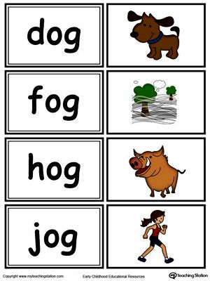 Use these printable matching words game to create a fun learning environment your child will love.  These can be used in a game of concentration, or for single player file folder games. Og Words, Word Families Printables, Color Worksheet, Family Word, Word Sort, Cvc Words Kindergarten, Cvc Word Activities, English Worksheets For Kindergarten, Word Family Worksheets