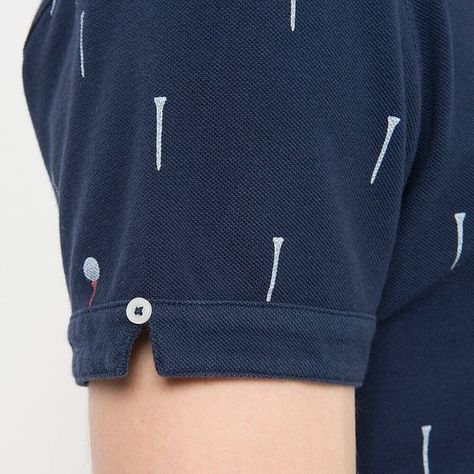 UNIQLO x Michael Bastian MEN MB Washed Short Sleeve Polo Shirt - Detail - Navy Golf Print: Shirt Detailing, Tshirt Details, Michael Bastian, Menswear Details, Sports Polo Shirts, Printed Polo Shirts, Garment Details, Shirt Detail, Polo T Shirts