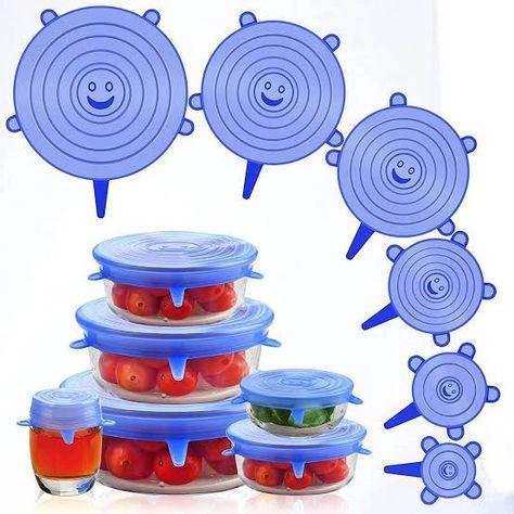 6 Pcs Silicone Cover Stretch Lids for Kitchen Microwave Food Covers Bowl Caps Elastic Silicone Lid Cap Universal Adaptable Lids *Rs 300/=✨✨* #kamrankidukan #kitchenproducts #siliconelids #foodcover #kidsgadgets #onlineshoppingpk #foodcovers Kids Gadgets, Kitchen Pans, Thermal Flask, Silicone Bowl, Microwave In Kitchen, Silicone Lid, Food Covers, Microwave Recipes, Print Comforter