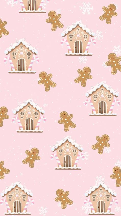 Christmas Widgets Gingerbread, Light Pink Christmas Aesthetic, Gingerbread Man Aesthetic, Christmas Wallpaper Gingerbread, Christmas Aesthetic Iphone, Gingerbread House Pink, Christmas Wallpaper Pink, Gingerbread Wallpaper, Pink Christmas Coquette