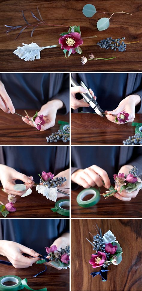 Boutennaire Diy, Fake Flower Boutonniere, Unique Boutineer Ideas, How To Make Boutineers, Diy Boutineers How To Make, Diy Boutonniere Prom, How To Make A Boutonniere Diy, Homemade Boutonniere, Boutonniere Tutorial