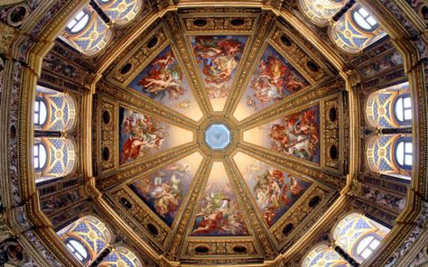 1 Church Ceiling, Architecture Ceiling, Treasures In Heaven, Stained Glass Chandelier, Panoramic Photo, Sacred Architecture, Baroque Architecture, Cathedral Ceiling, Place Of Worship