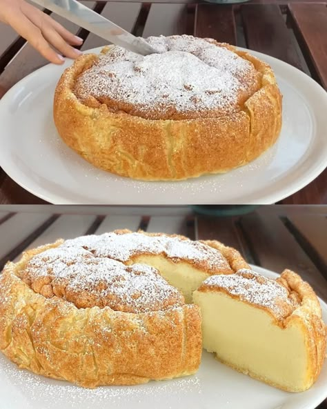 Magic Custard Cake Recipe, Egg Custard Recipes, Magic Cake Recipes, Cake With Mascarpone, Mascarpone Cake, Magic Custard Cake, Custard Cake Recipes, Light Cake, Chocolate Banana Cake