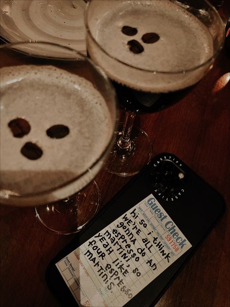 hi so I think we’re all gonna do an espresso martini, so yeah like four espresso martinis Espresso Martini Picture, Personal Rebranding, Espresso Martini Aesthetic, Espresso Aesthetic, Martini Please, Golden Birthday Gifts, Martini Party, Espresso Martini Recipe, Espresso Martinis