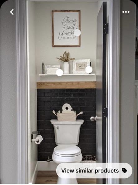 Half Bathroom Above Toilet, Gap Between Toilet And Wall, Pocket Toilet Bathroom Decor, Potty Room Decor Small Spaces, Half Bathroom Ideas Narrow, Small Toilet Area Ideas, Potty Closet Bathroom Ideas, Tiny Water Closet, Seperate Toilet Room Ideas