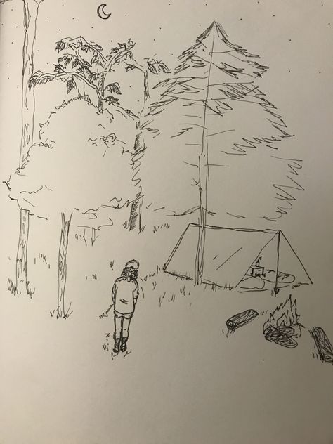 Skectbook Ideas, Mood Feelings, Camping Drawing, Drawing Stars, Sketches Of People, Drawings Ideas, Sketchbook Drawings, Sketch A Day, Nature Drawing