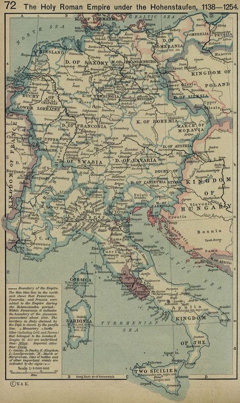 Germany under the Hohenstaufen 1138-1254. "Worse still, the family of the man she loved supported the Staufen claim for the imperial crown, while the von Hirschburgs supported Lothar of Süpplingenburg." Medieval Germany, European Map, Earth Map, Germany Map, Holy Roman Empire, Ancient Maps, Old World Maps, Old Maps, Antique Maps