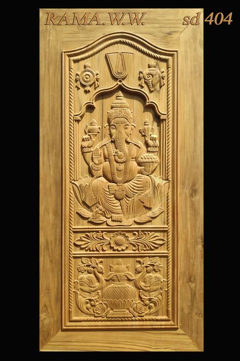 Ganesh Wood Carving Door, Ganesh Main Door Design, Main Door Design Photos, Modern Exterior Doors, Door Design Photos, Modern Cupboard, Front Door Design Wood, Wooden Main Door, Basic Mehndi